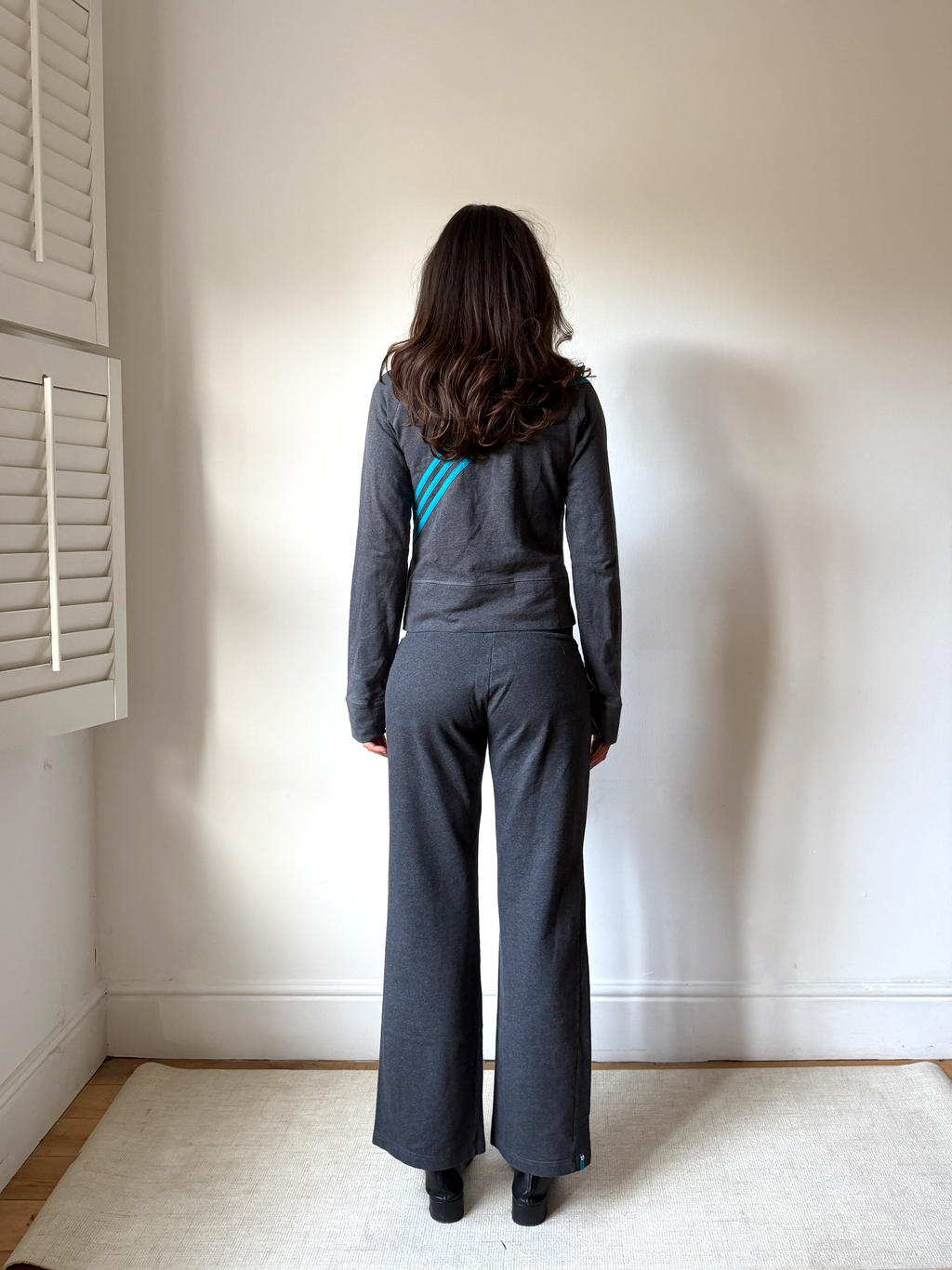 Adidas grey aqua stripe track jacket