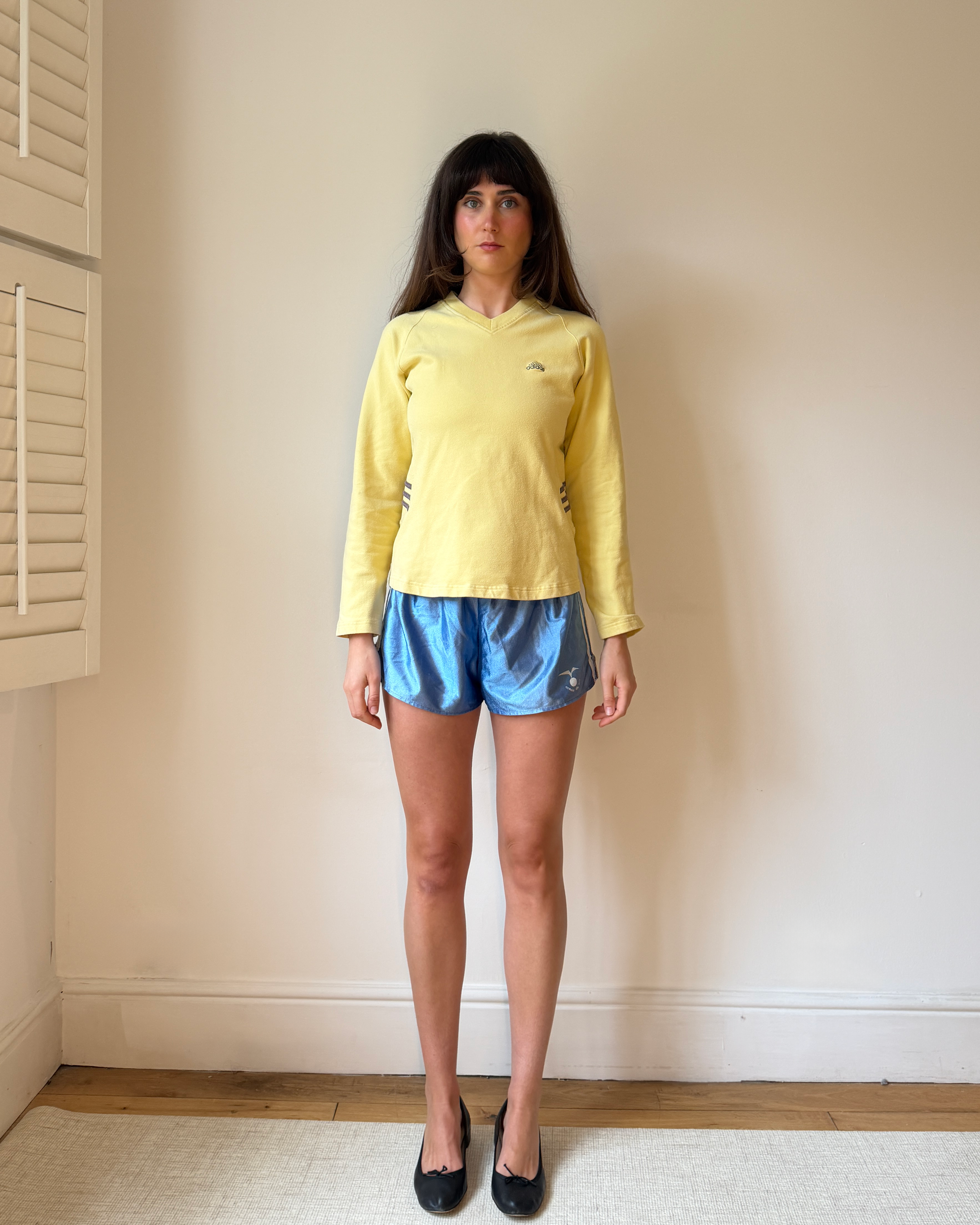 Adidas Pale Yellow V-Neck Sweatshirt