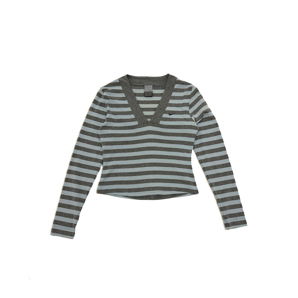 Nike mint/grey stripe v neck top