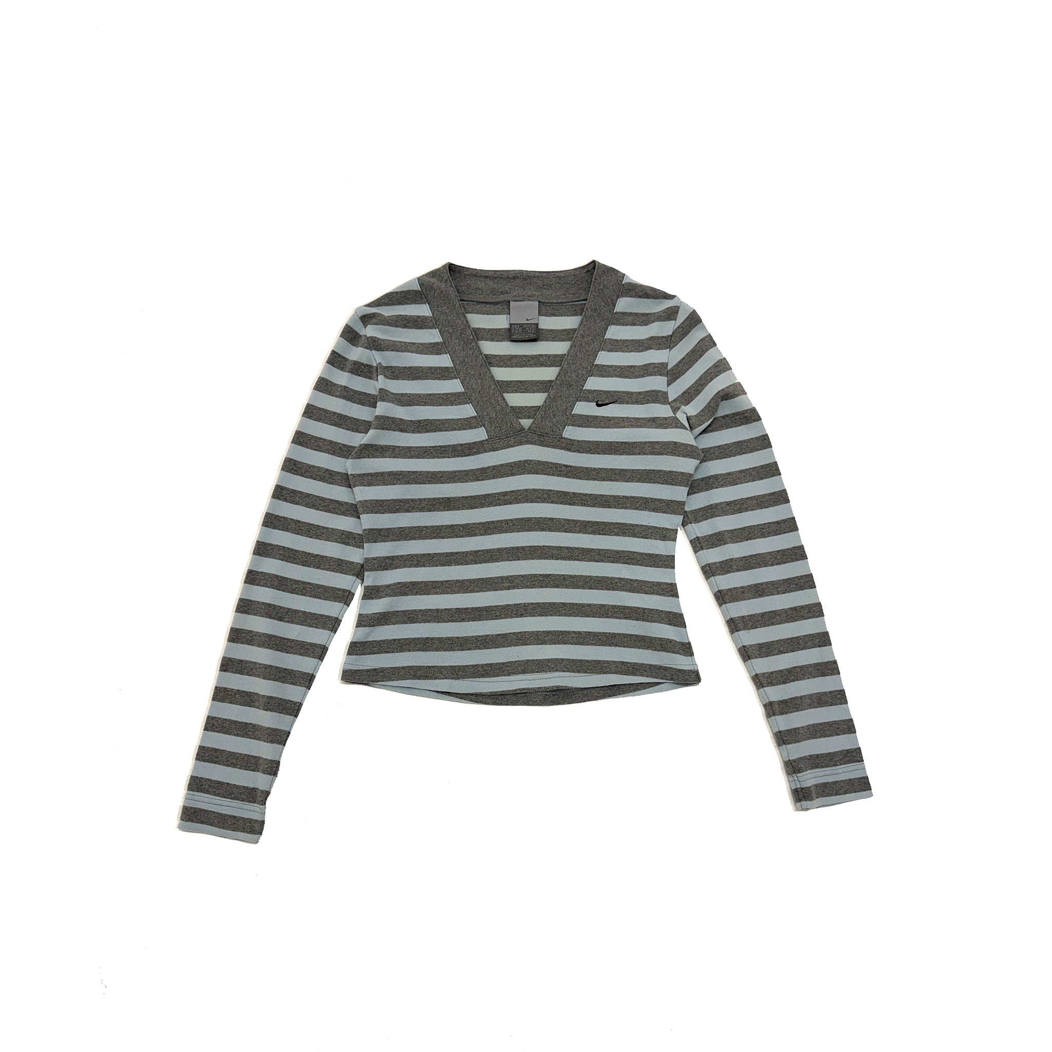Nike mint/grey stripe v neck top