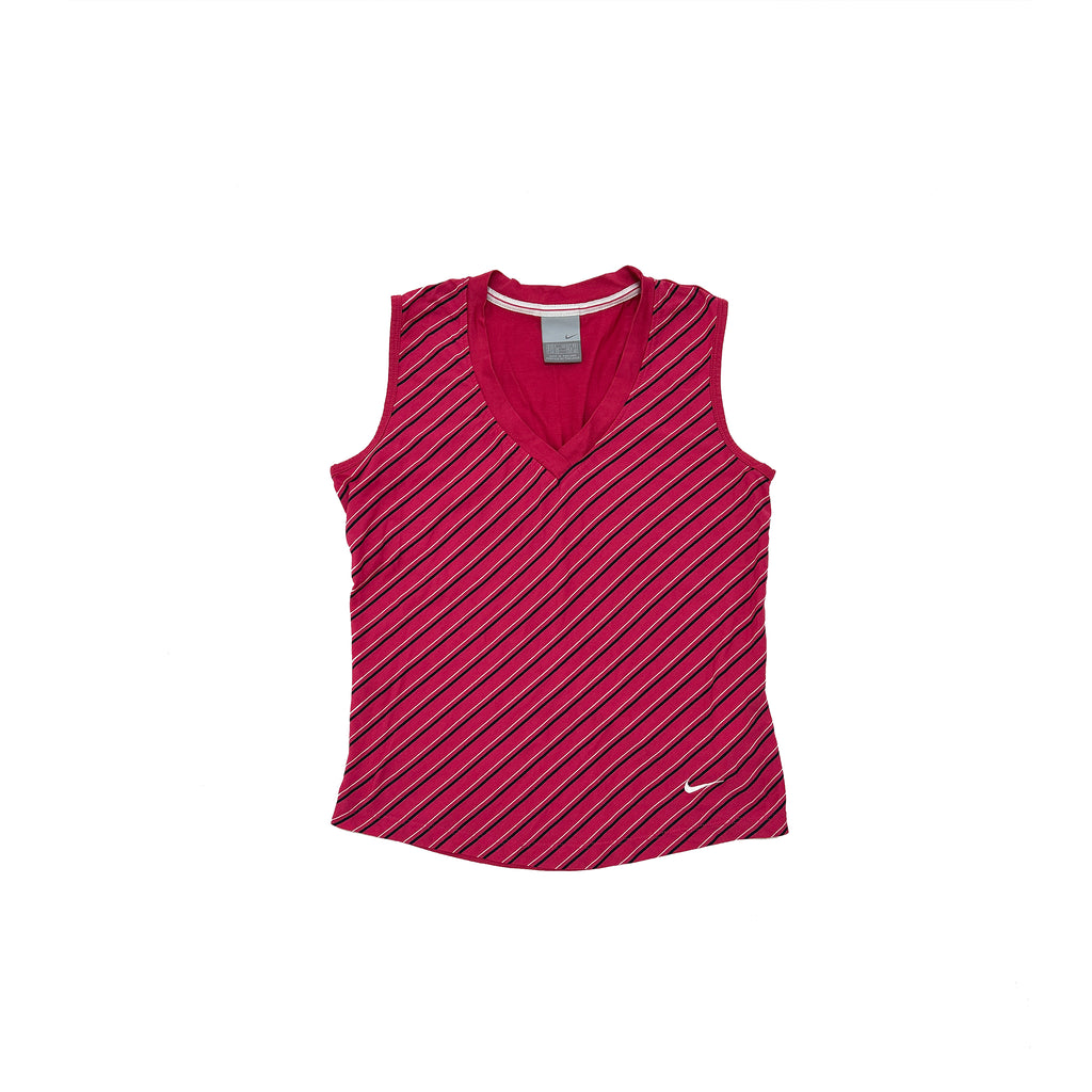 Nike Pink Stripe V Neck Tank