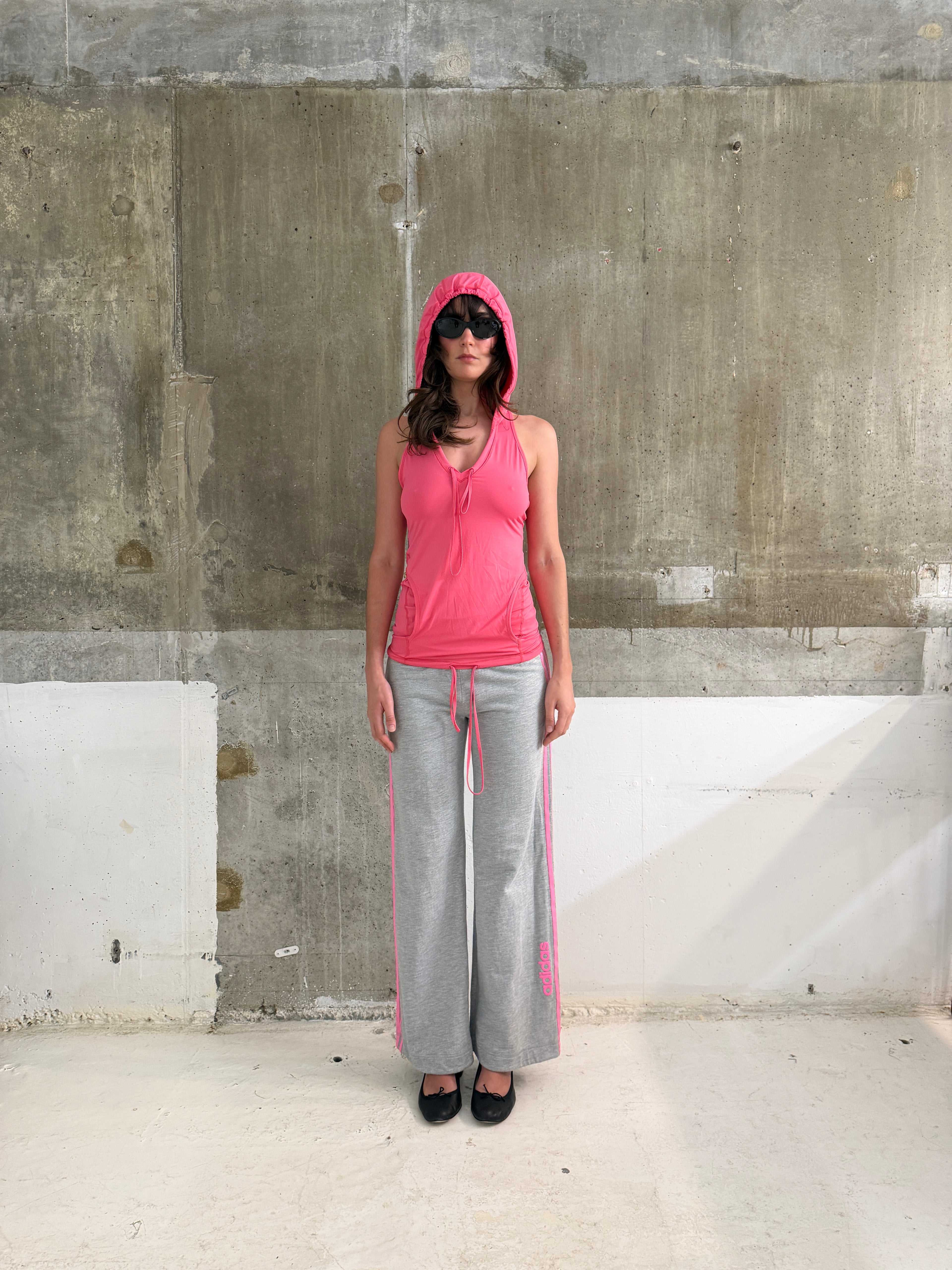 Adidas Grey Marl Neon Pink Joggers