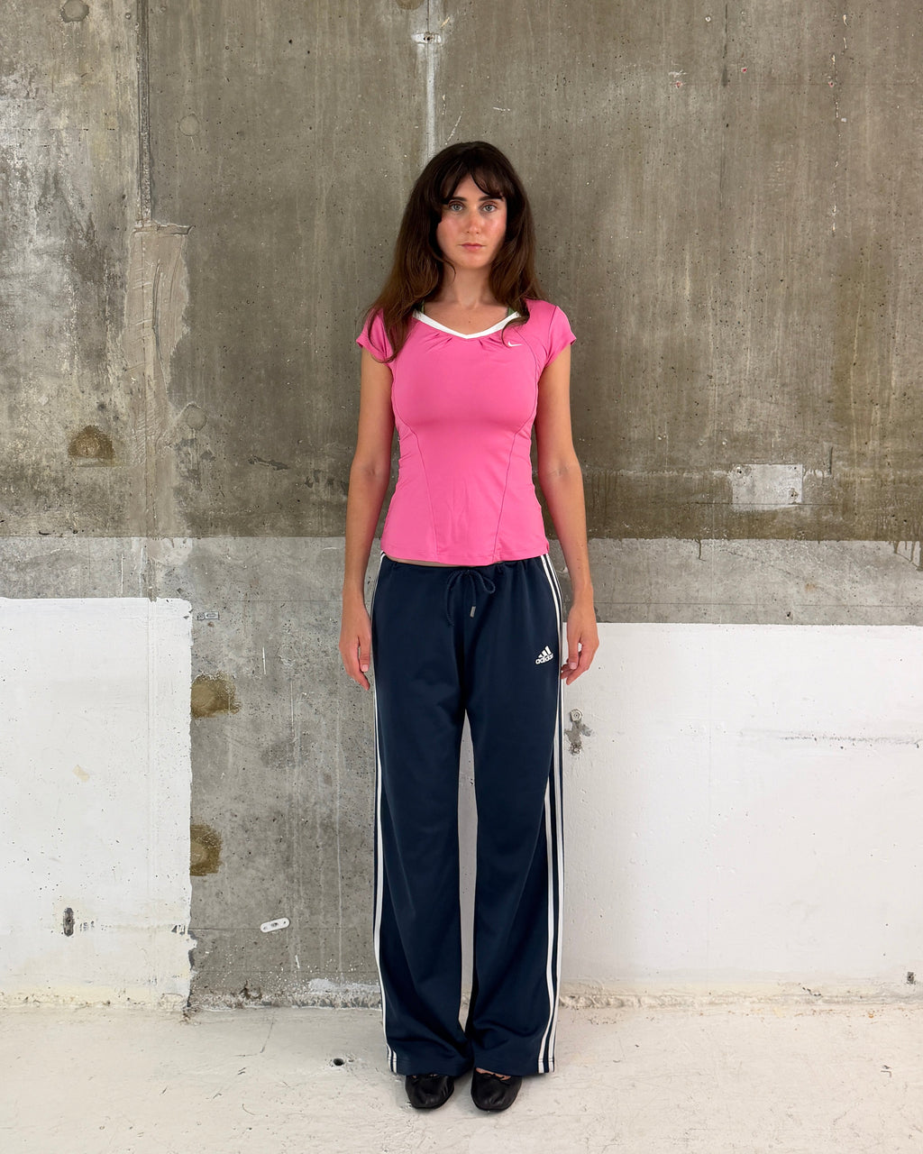 Adidas navy low rise track pant