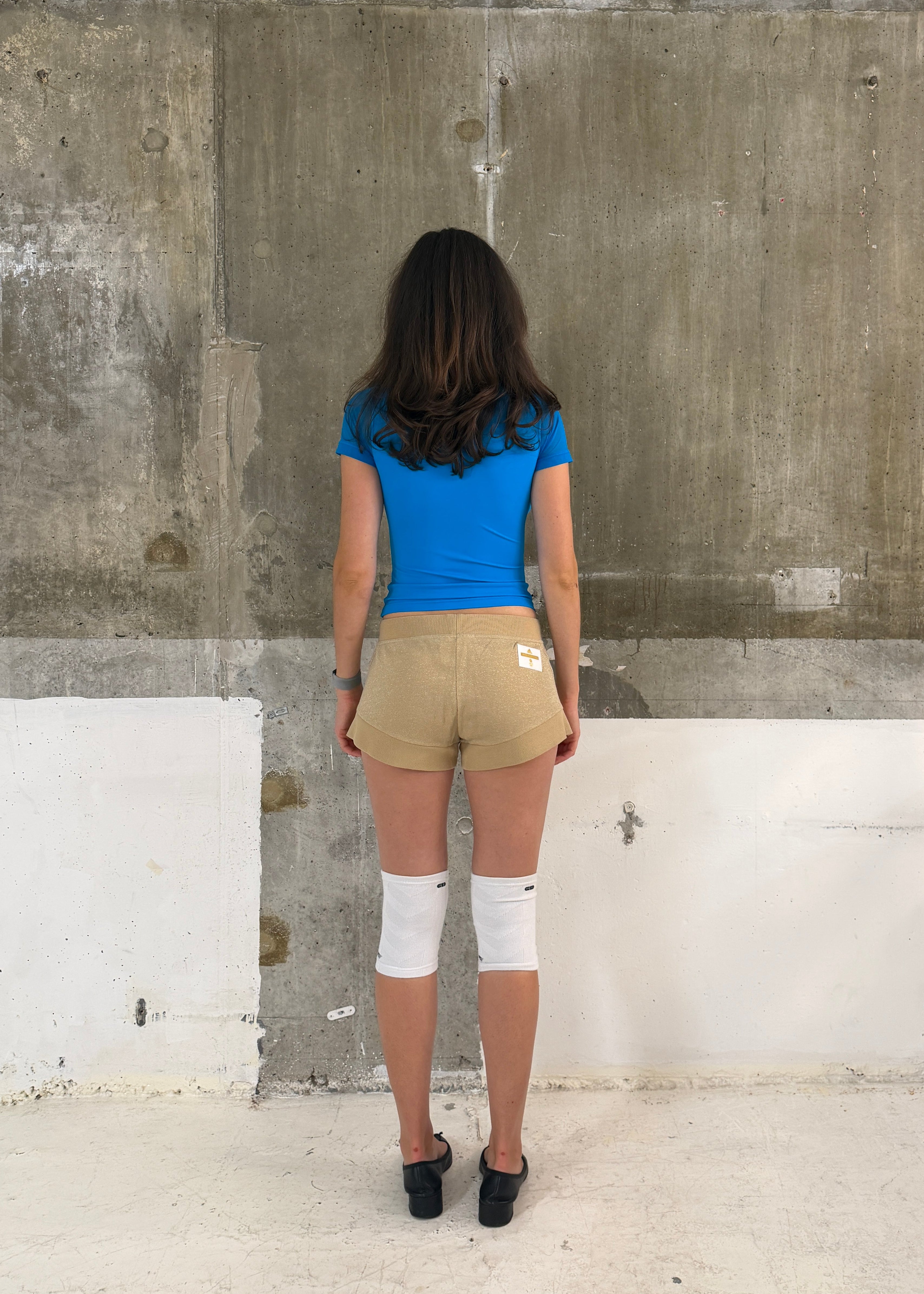 Adidas by Stella McCartney gold mini shorts