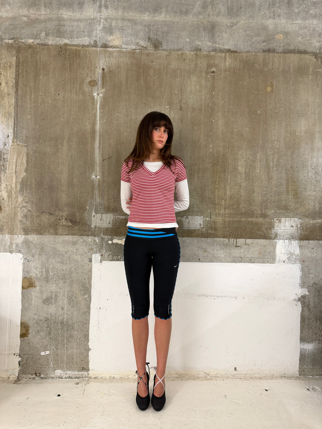 Nike V neck Stripe Top