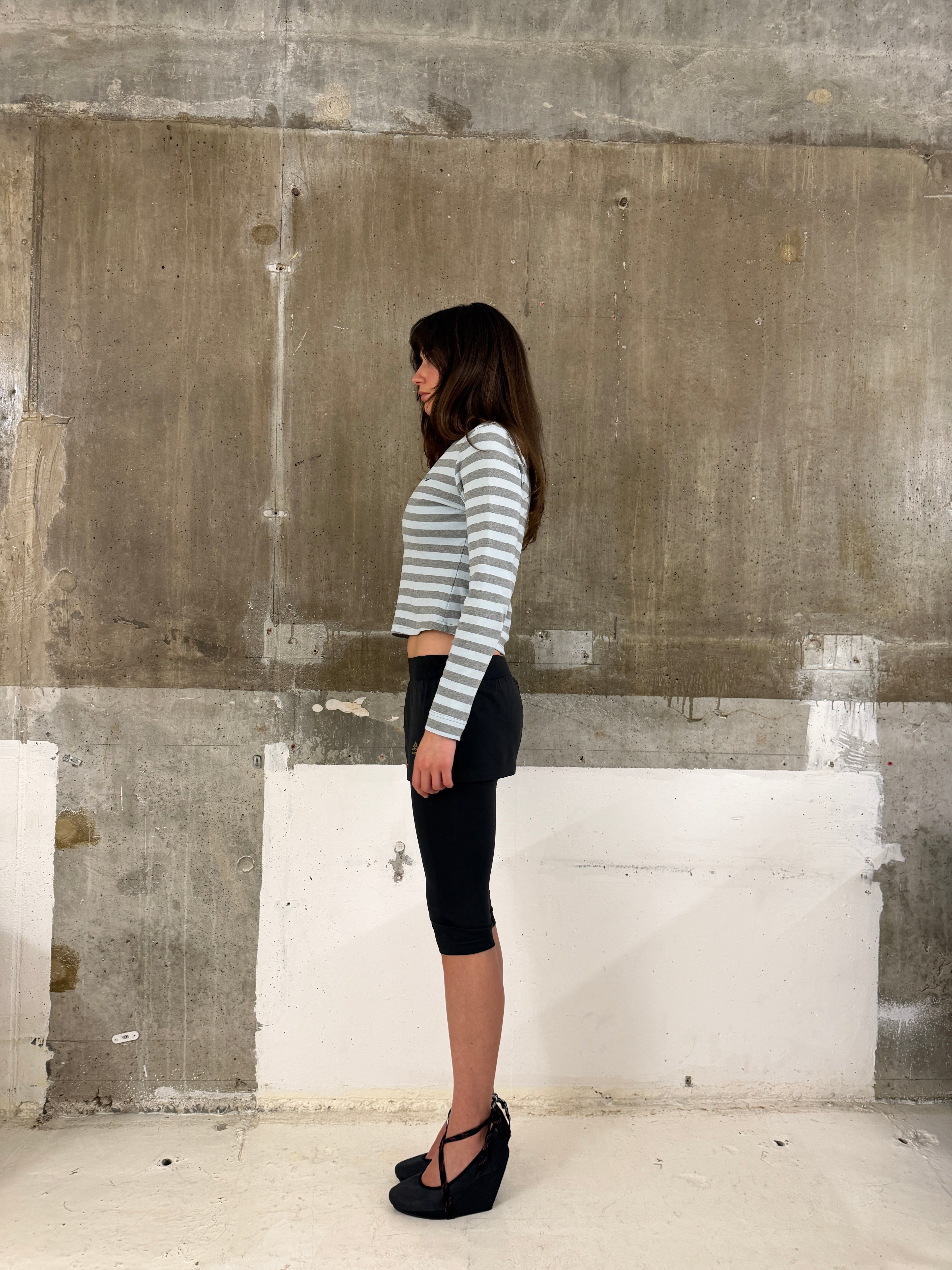 Nike mint/grey stripe v neck top
