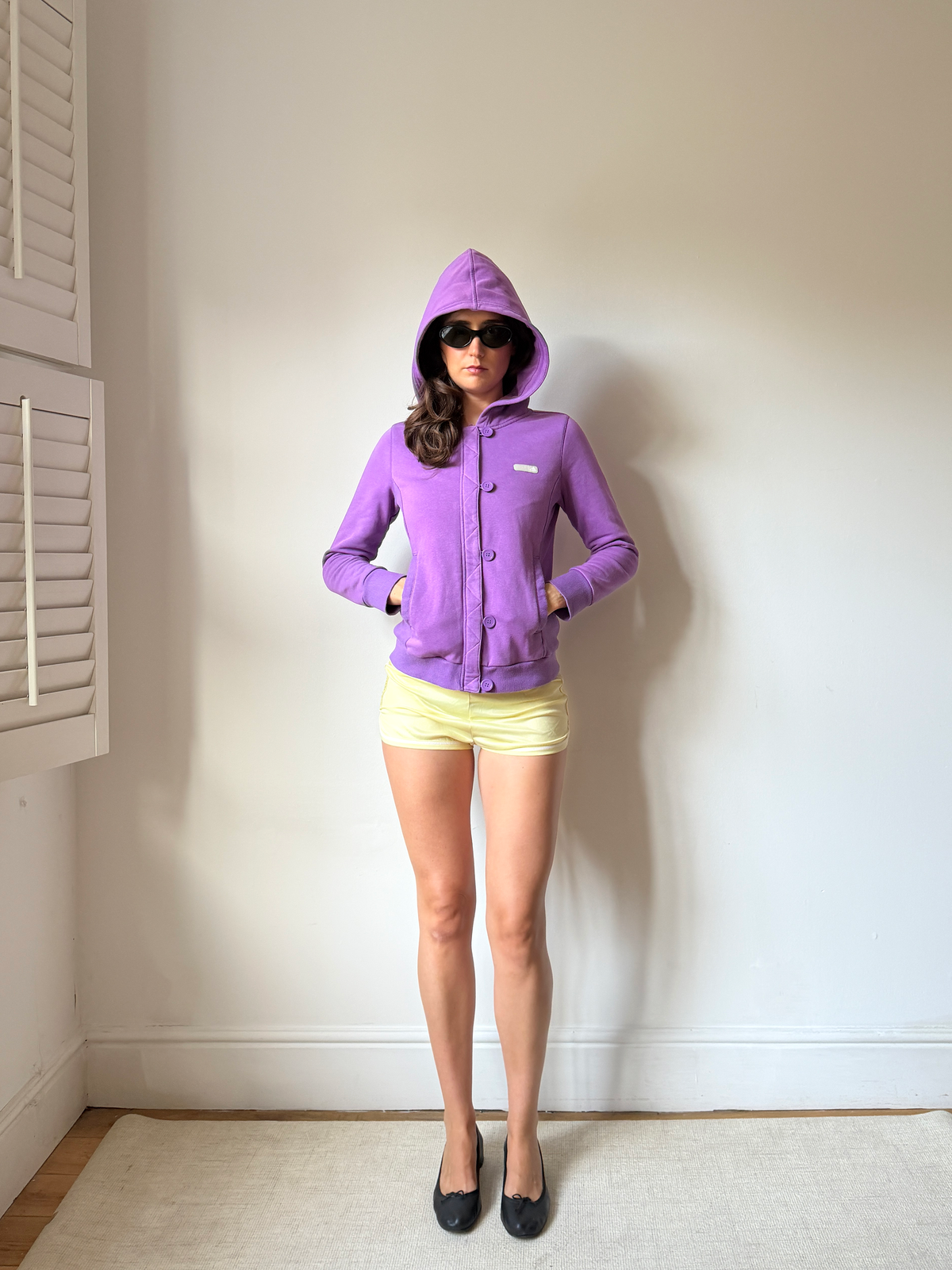 Adidas purple button-up hoodie