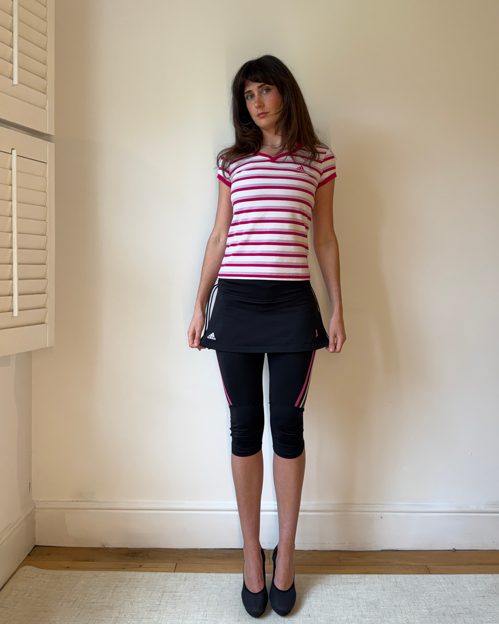 Adidas Pink Stripe Henley Baby Tee